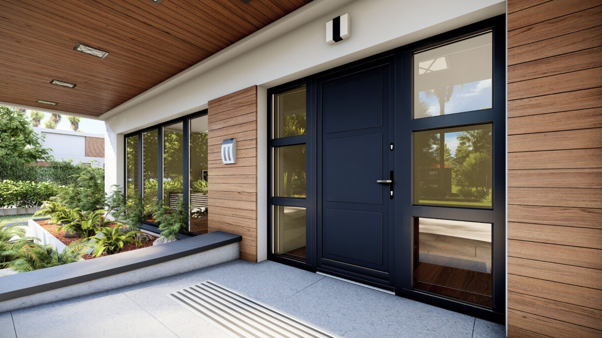 gevelkozijn, voordeur met schroten, voordeur met bekleding,