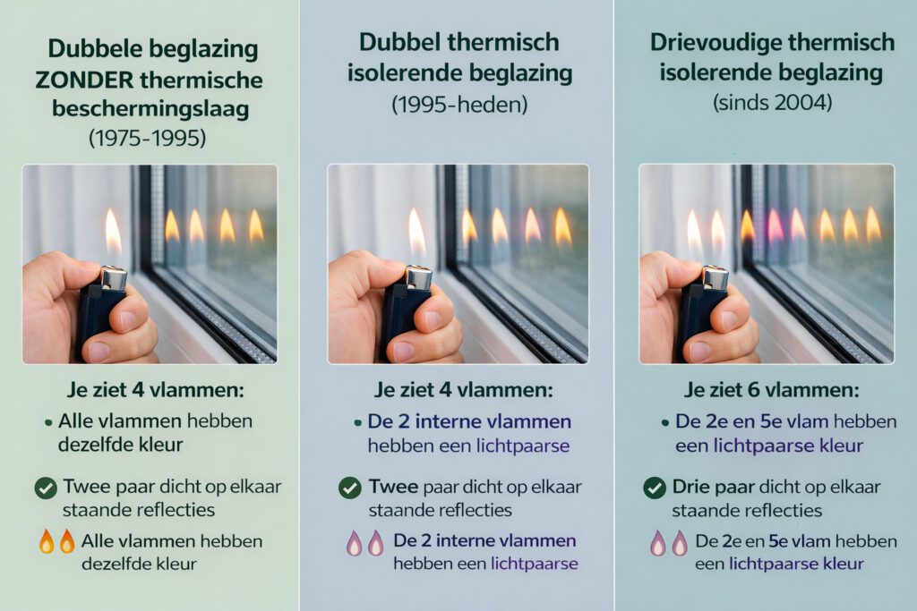 Welk type glas, bepalen welk type glas, controleren welk type beglazing, enkel glas, dubbel glas, HR++, triple glas, Welk glas in ramen,