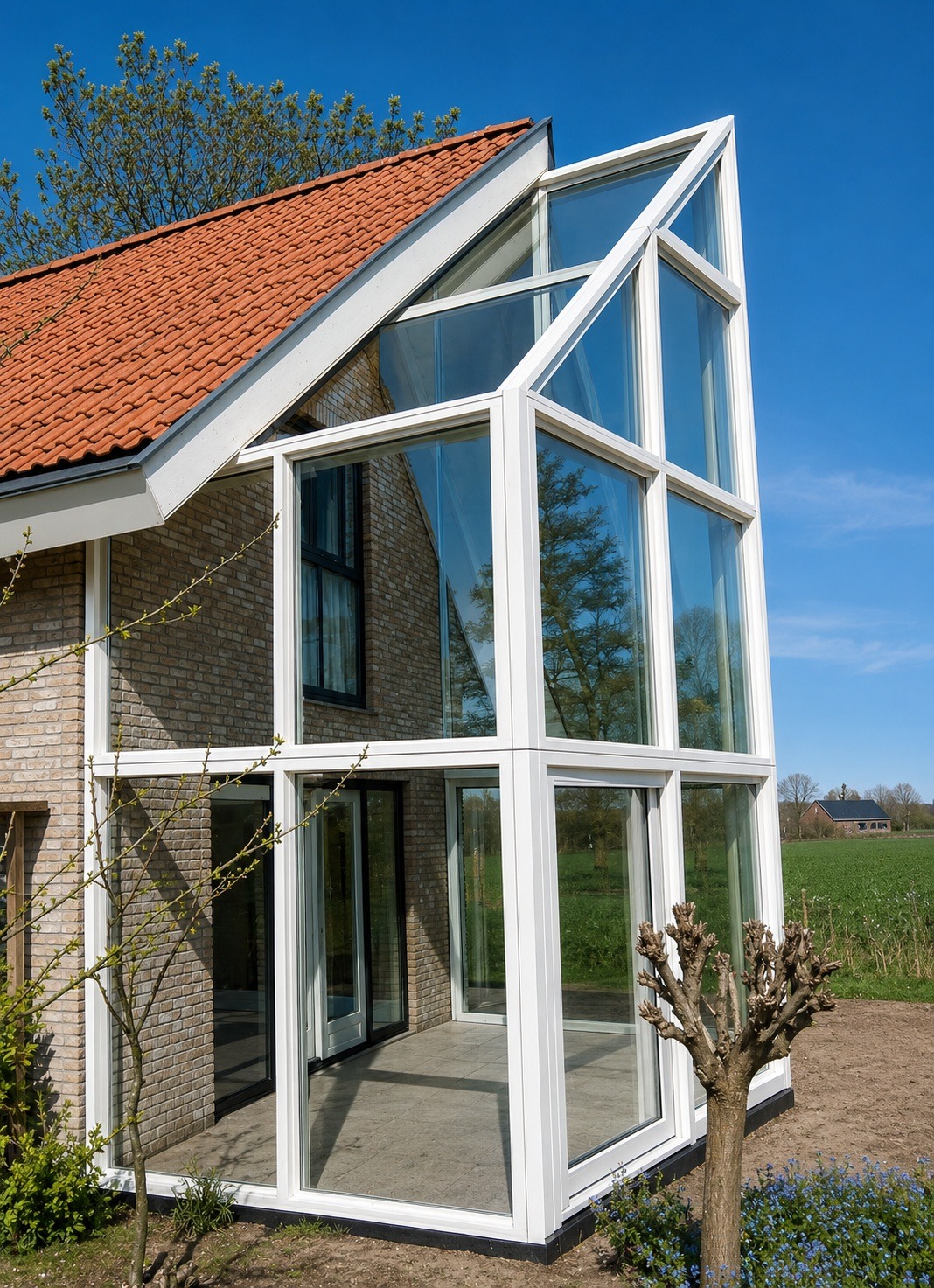 gevelkozijn, glazen gevel, houten gevelkozijn, glas en houten gevelkozijn, hardhouten gevel, mahonie gevelkozijn,
