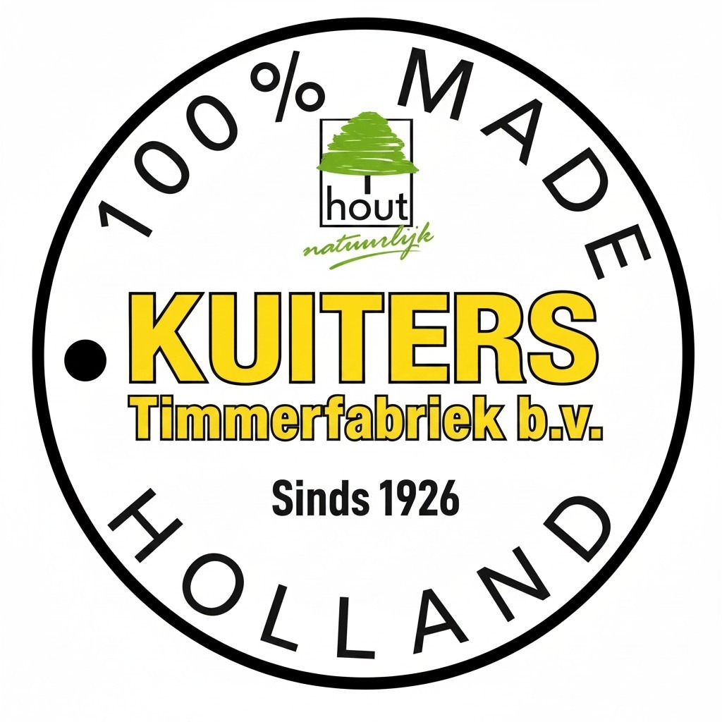 100%hout, Kuiters timmerfabriek bv, Sinds 1926, Made in Holland, Nederland product, natuurlijk hout,