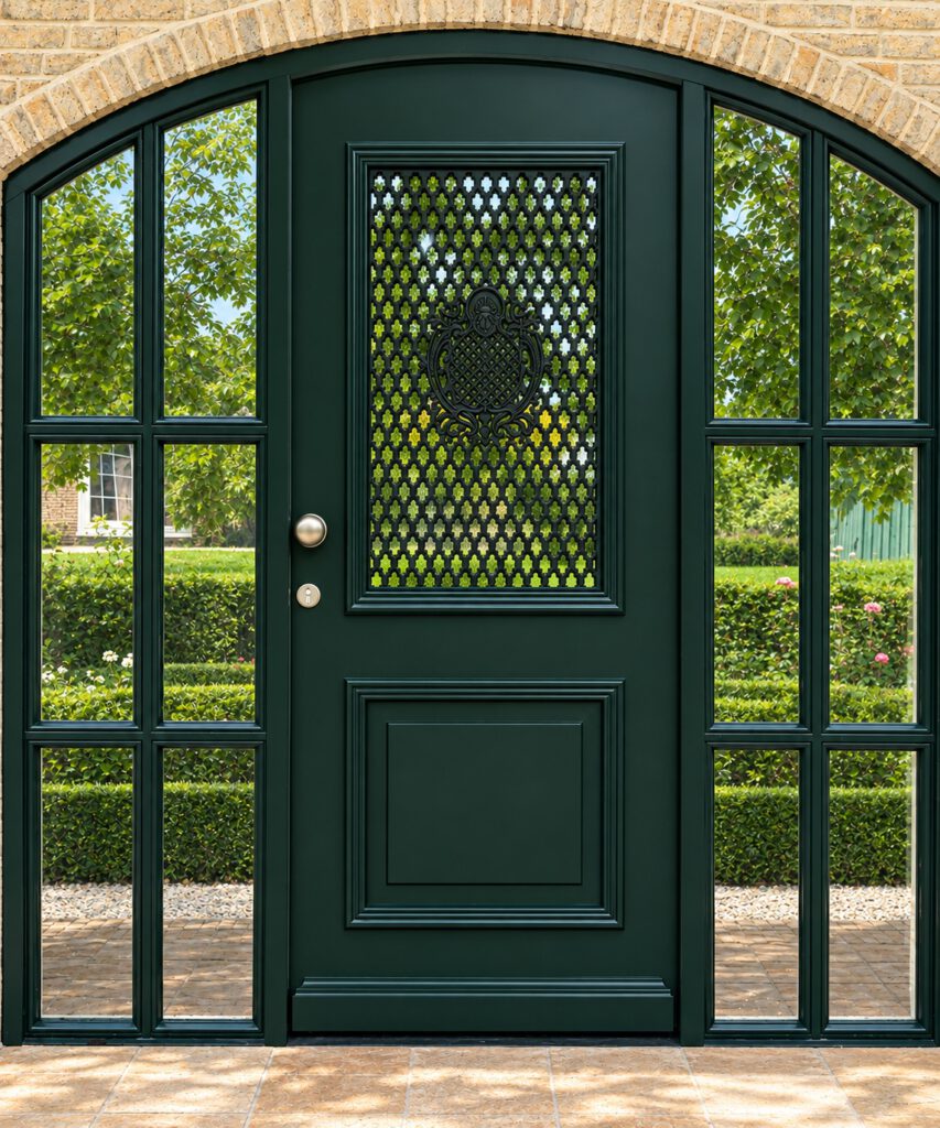 Authentieke voordeur, nostalgische voordeur, houten voordeur, landelijke voordeur, voordeur met gietijzer, AluLight voordeur, kuiters voordeur,